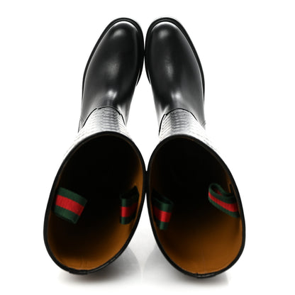 Gucci Shiny Calfskin Michelangelo Slim Horsebit Riding Boots 38 Black 2 of 8