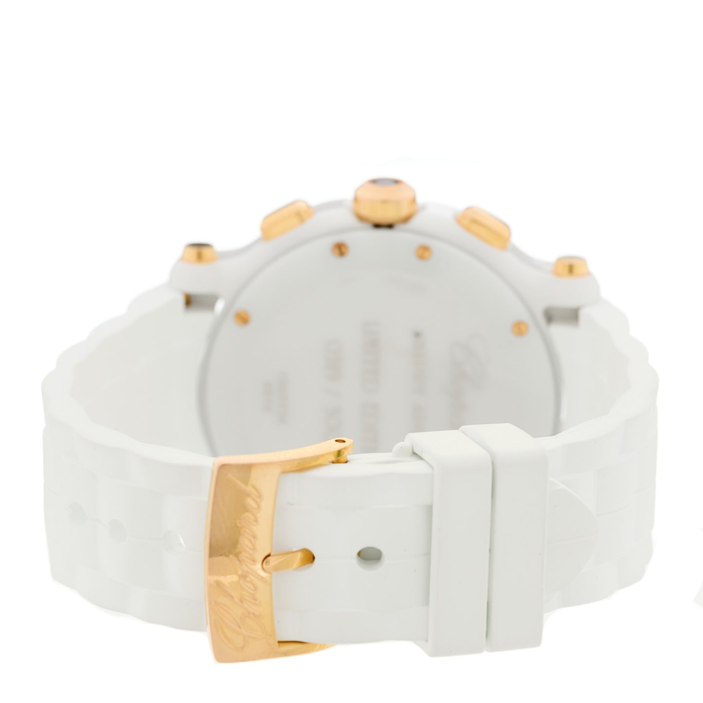 18K Rose Gold Ceramic Rubber 5 Diamond 42mm Happy Sport Chronograph Quartz Watch