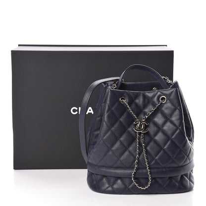 Chanel Caviar Quilted Rolled Up Bucket Drawstring Bag Navy 11 of 11