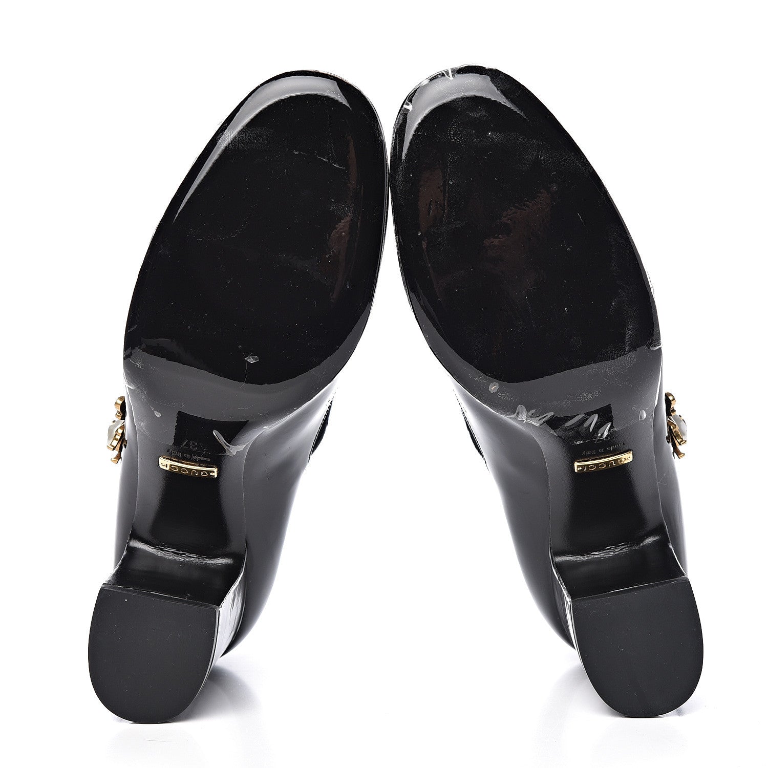 Gucci Vernice Crystal Lois Bee Mary Jane Pumps 37 Black 5 of 13