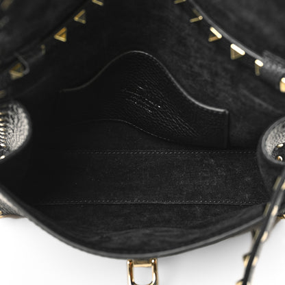 Valentino Garavani Pebbled Calfskin Medium Rockstud Flip Lock Crossbody Bag Black 5 of 9