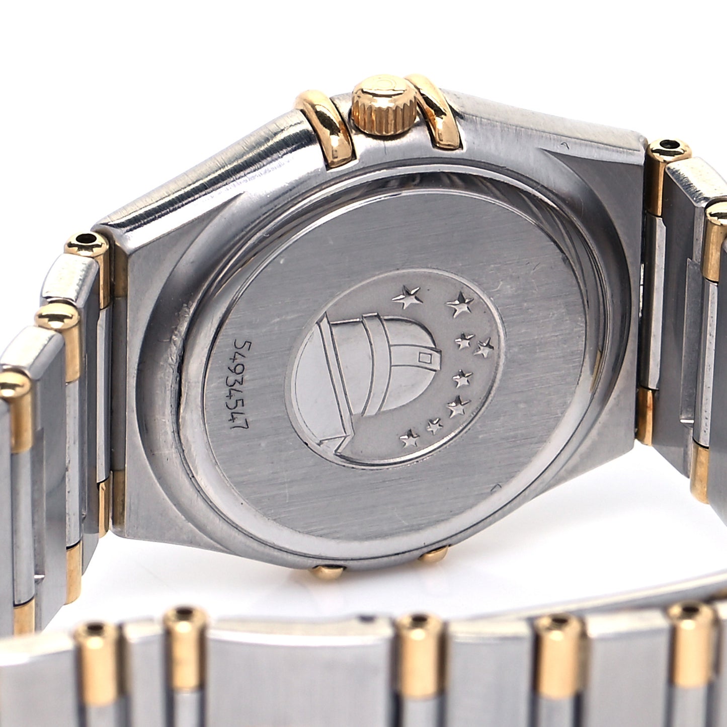 Stainless Steel 18K Yellow Gold Diamond Bezel 25mm Constellation Quartz Watch White 1277.30.00