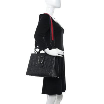 Gucci Calfskin Web Quilted Large Dionysus Tote Bag Black 2 of 10