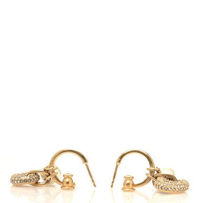 Christian Dior Pearl Crystal CD Hoop Earrings Gold 3 of 4