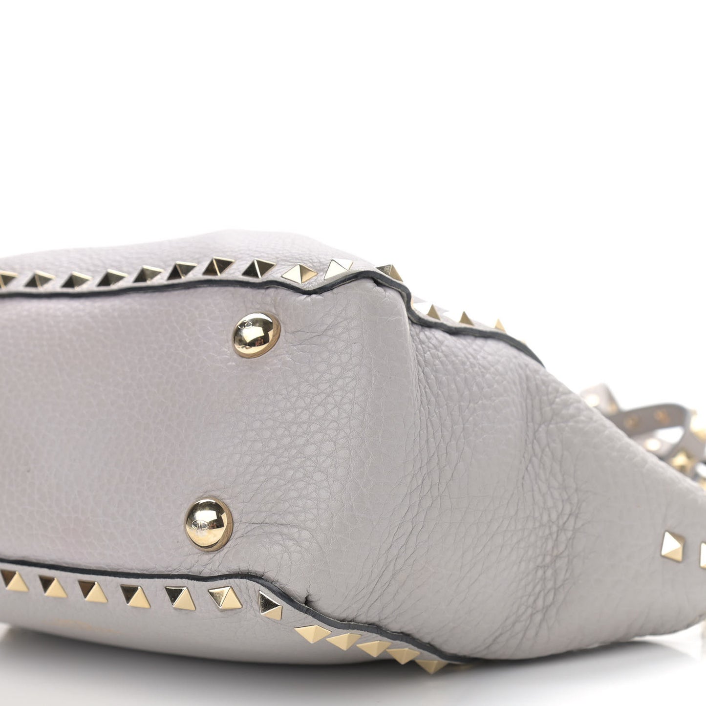Grained Calfskin Mini Rockstud Tote Pastel Grey