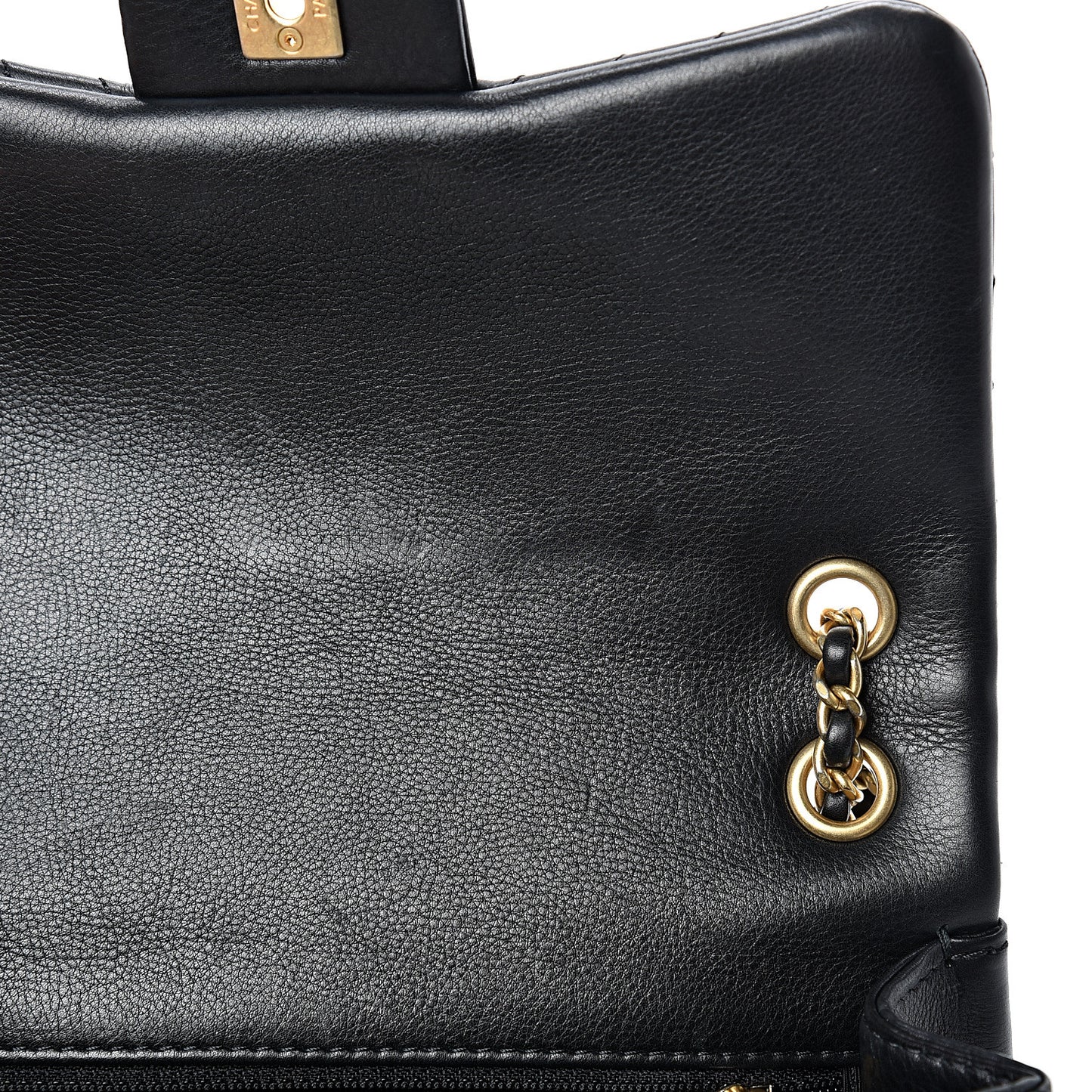 Calfskin Chevron Quilted Mini Rock The Corner Flap Black