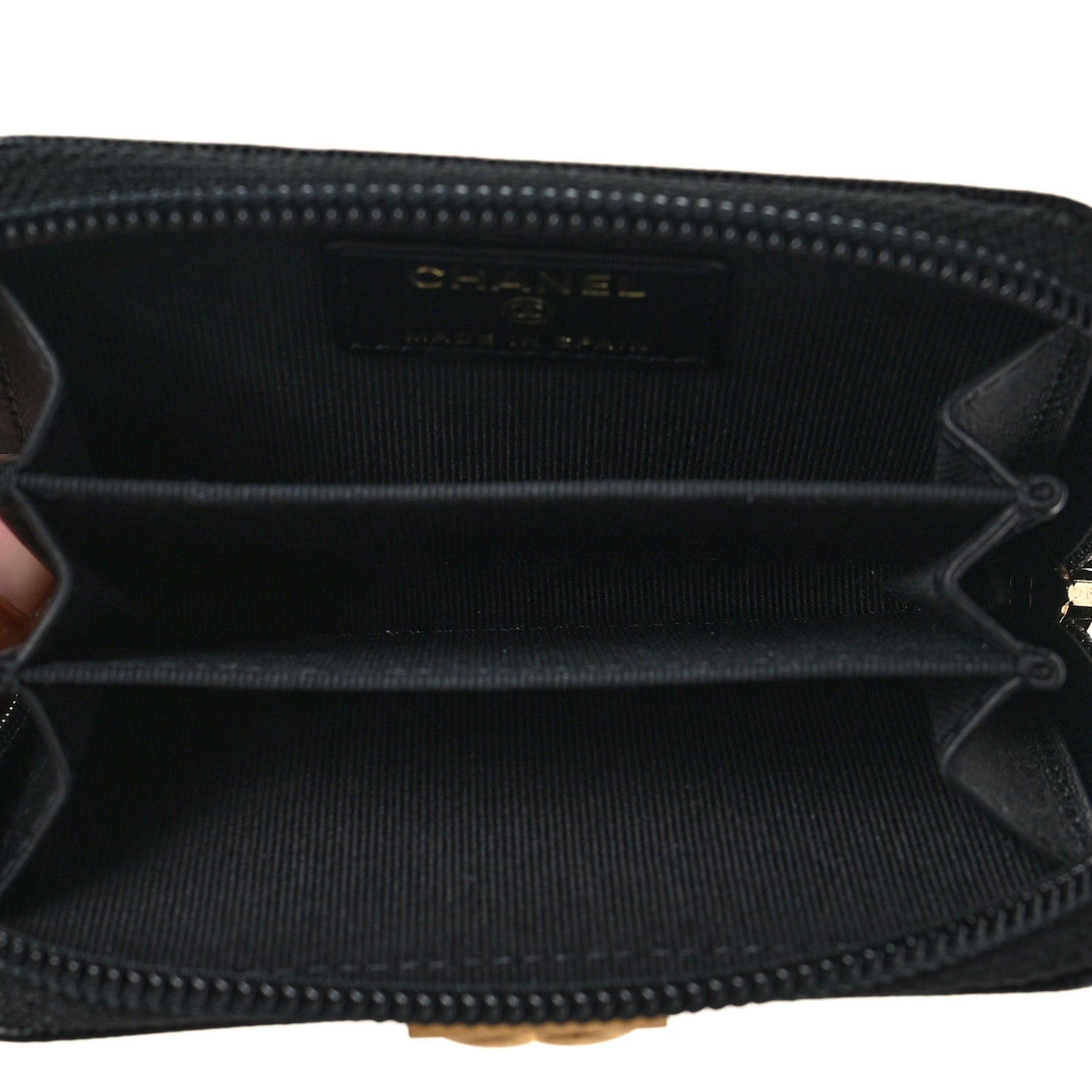 Chanel Caviar Quilted Boy Zip Around Coin Purse Wallet Black 5 of 10