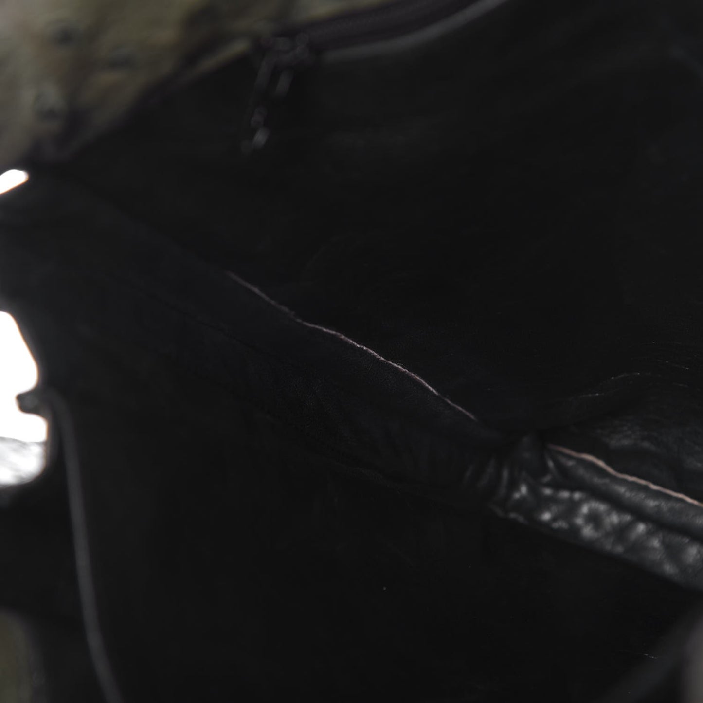 Ostrich Drawstring Flamenco Shoulder Bag Green