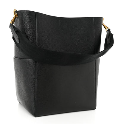 Celine Soft Grained Calfskin Sangle Bucket Bag Black 3 of 9