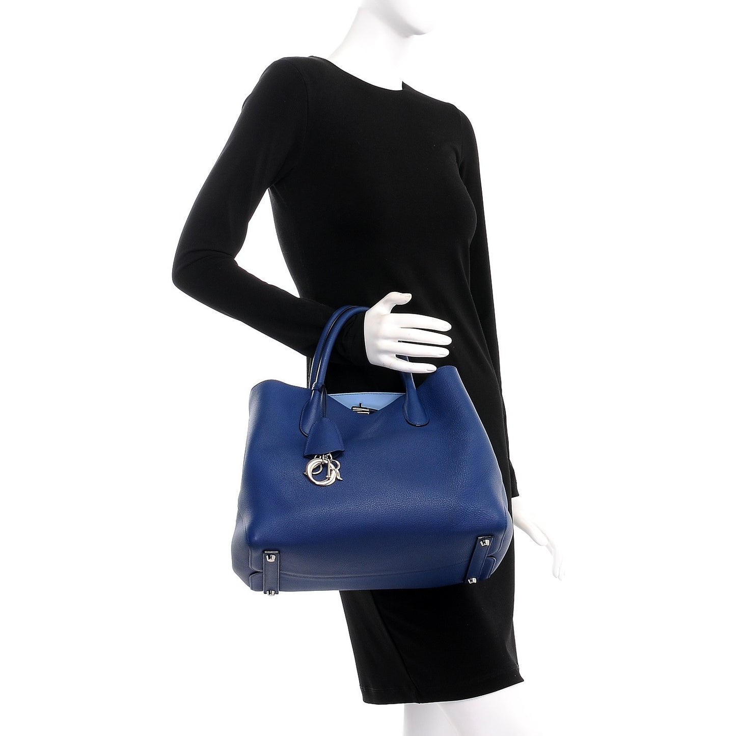 Supple Grained Calfskin Large Open Bar Tote Blue