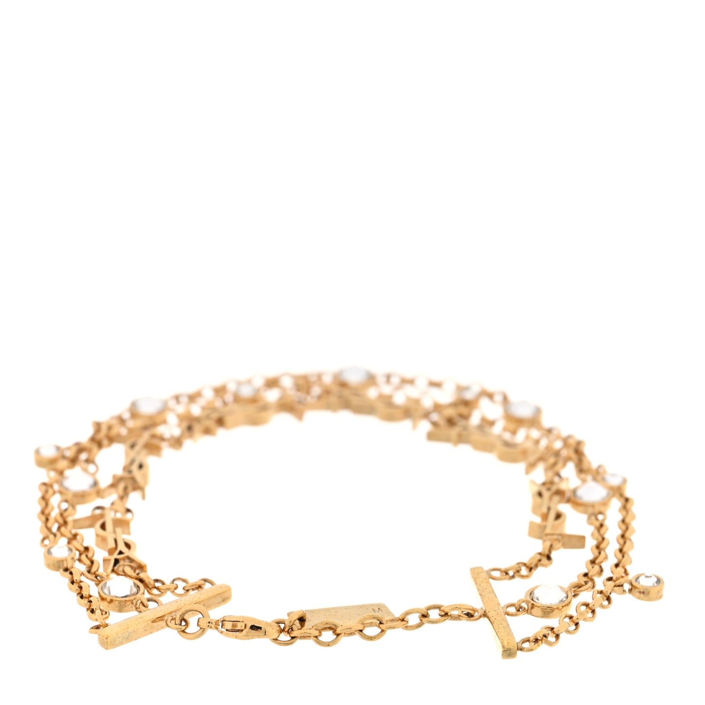Brass Crystal Monogram Multi Strand Bracelet M Gold