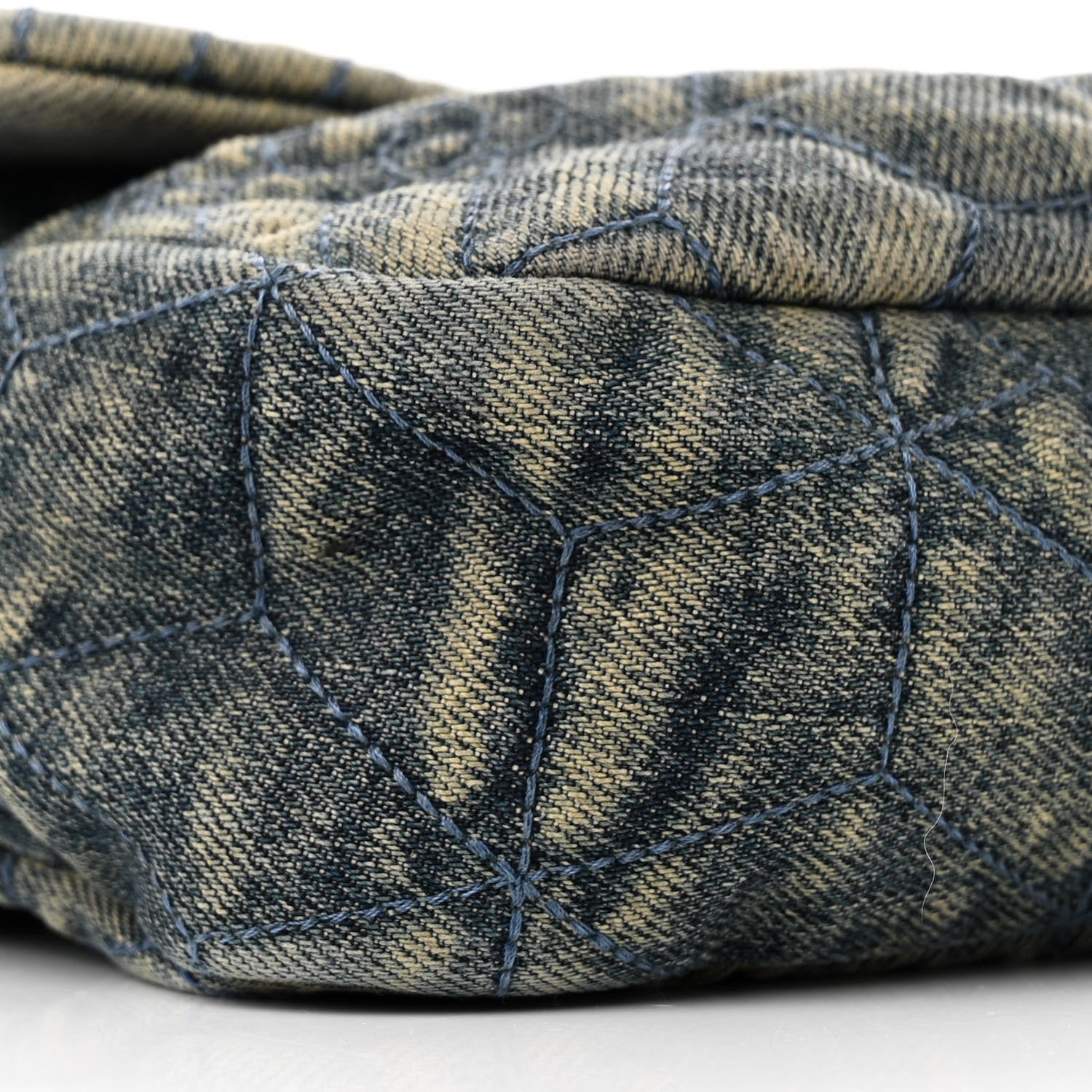 Chanel Denim Quilted Camellia Embroidered Medium Flap Blue 9 of 12