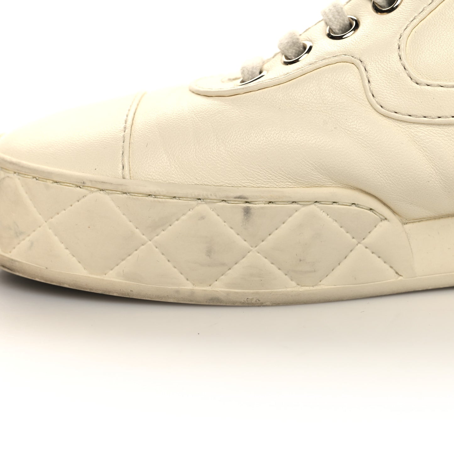 Lambskin Logo Strap Sneakers 37 Ivory Black