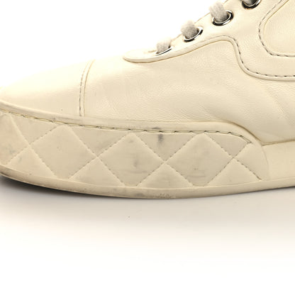 Chanel Lambskin Logo Strap Sneakers 37 Ivory Black 10 of 11