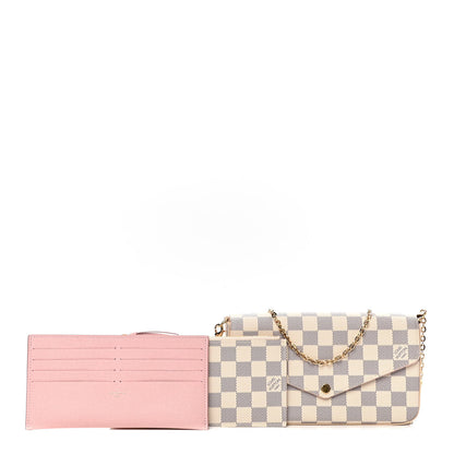Louis Vuitton Damier Azur Pochette Felicie Chain Wallet Rose Ballerine 2 of 6