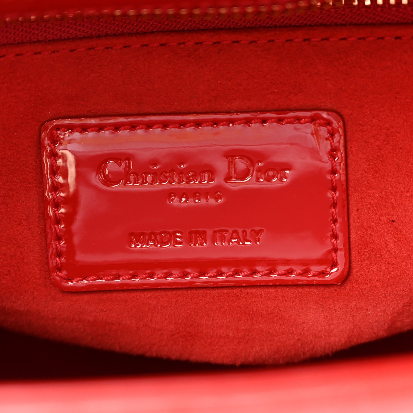 Patent Cannage Small Lady Dior Cherry Red