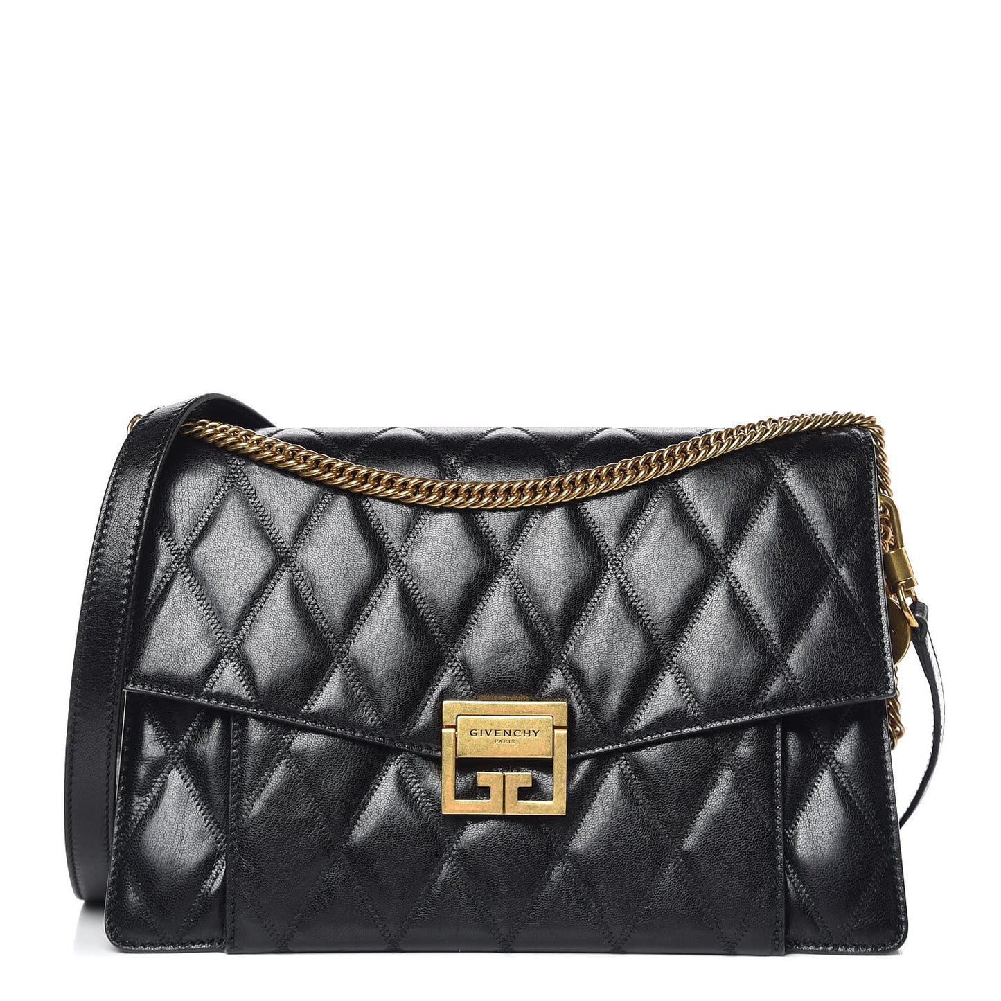 Goatskin Quilted Medium GV3 Shoulder Bag Black