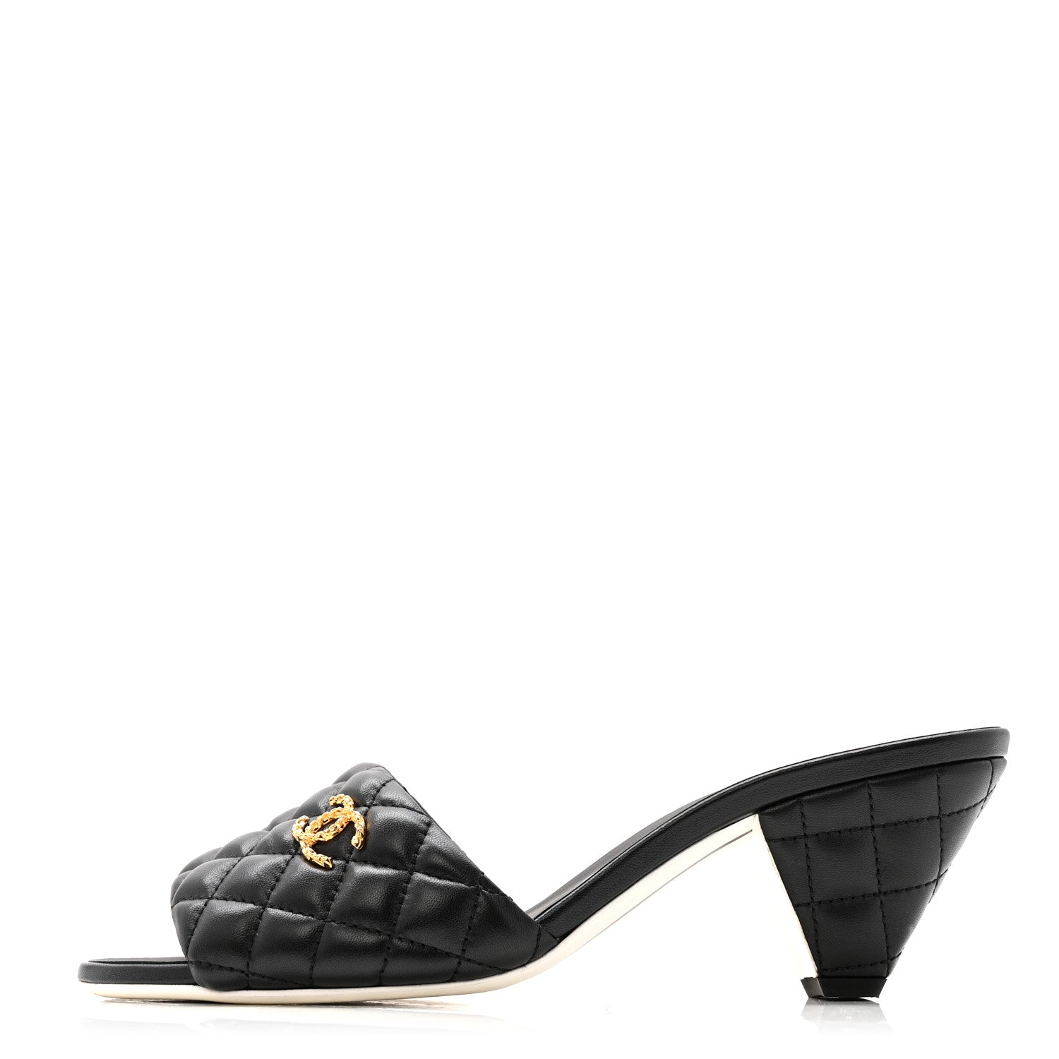 Chanel Lambskin Quilted Textured CC Mules 40 Black 1 of 11