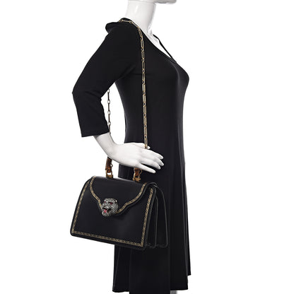 Gucci Calfskin Bamboo Medium Thiara Top Handle Bag Black 2 of 14