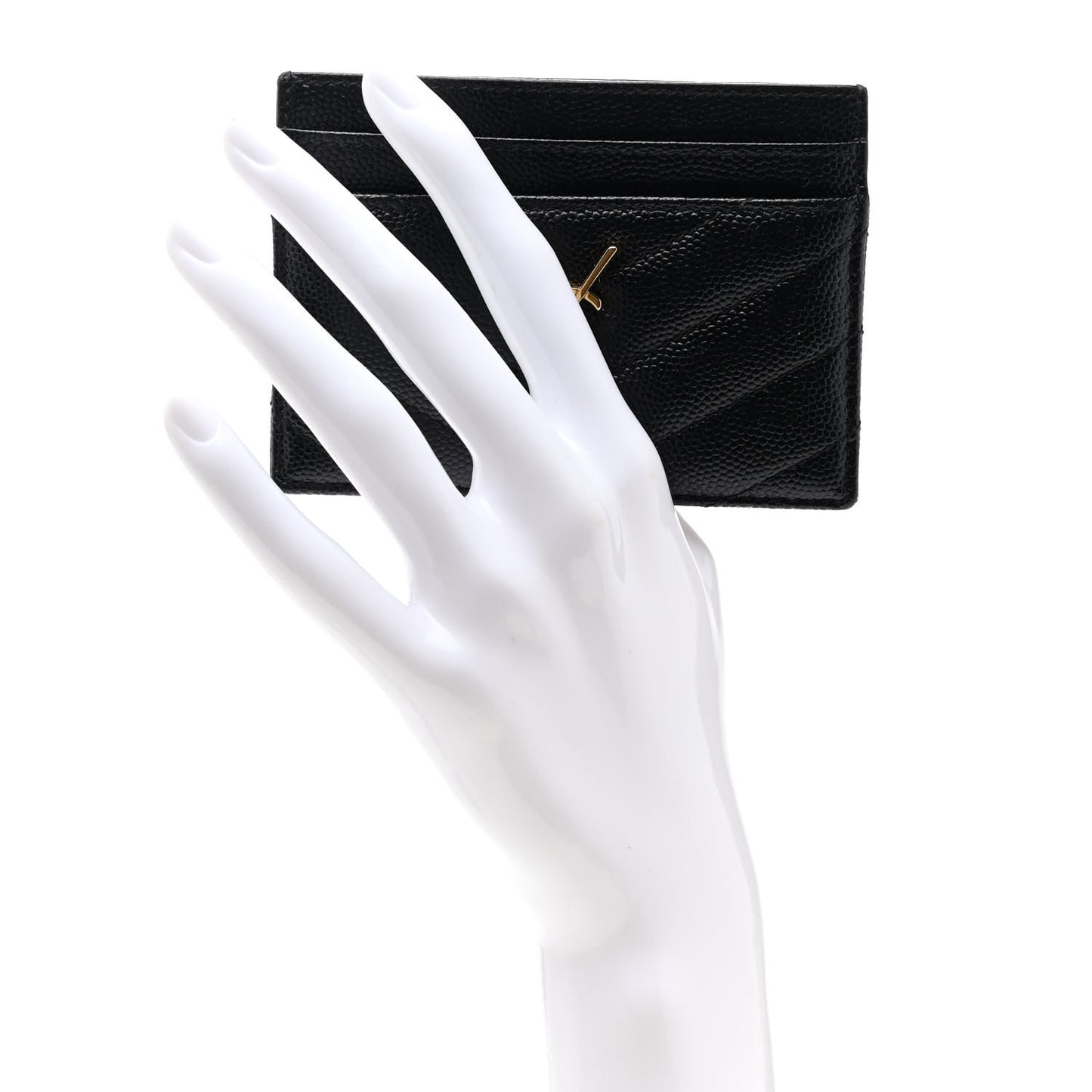 Grain De Poudre Matelasse Chevron Monogram Credit Card Case Black