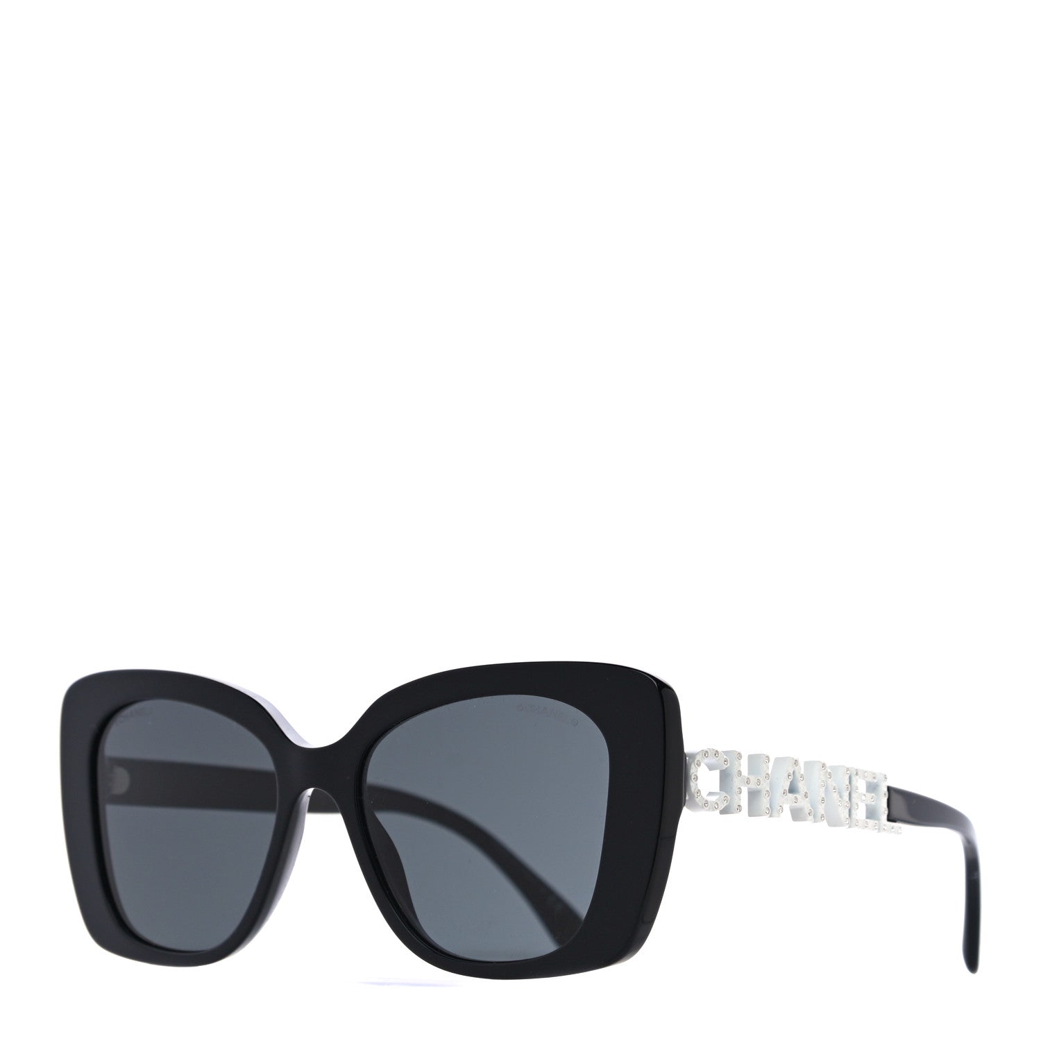 Chanel Acetate Strass Square Sunglasses 5422-B Black White 1 of 7