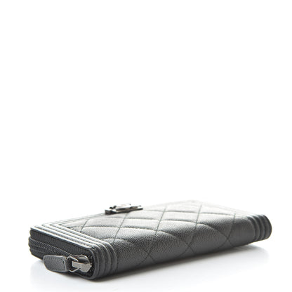 Chanel Caviar Quilted Small Boy Zip Around Wallet Black 4 of 10