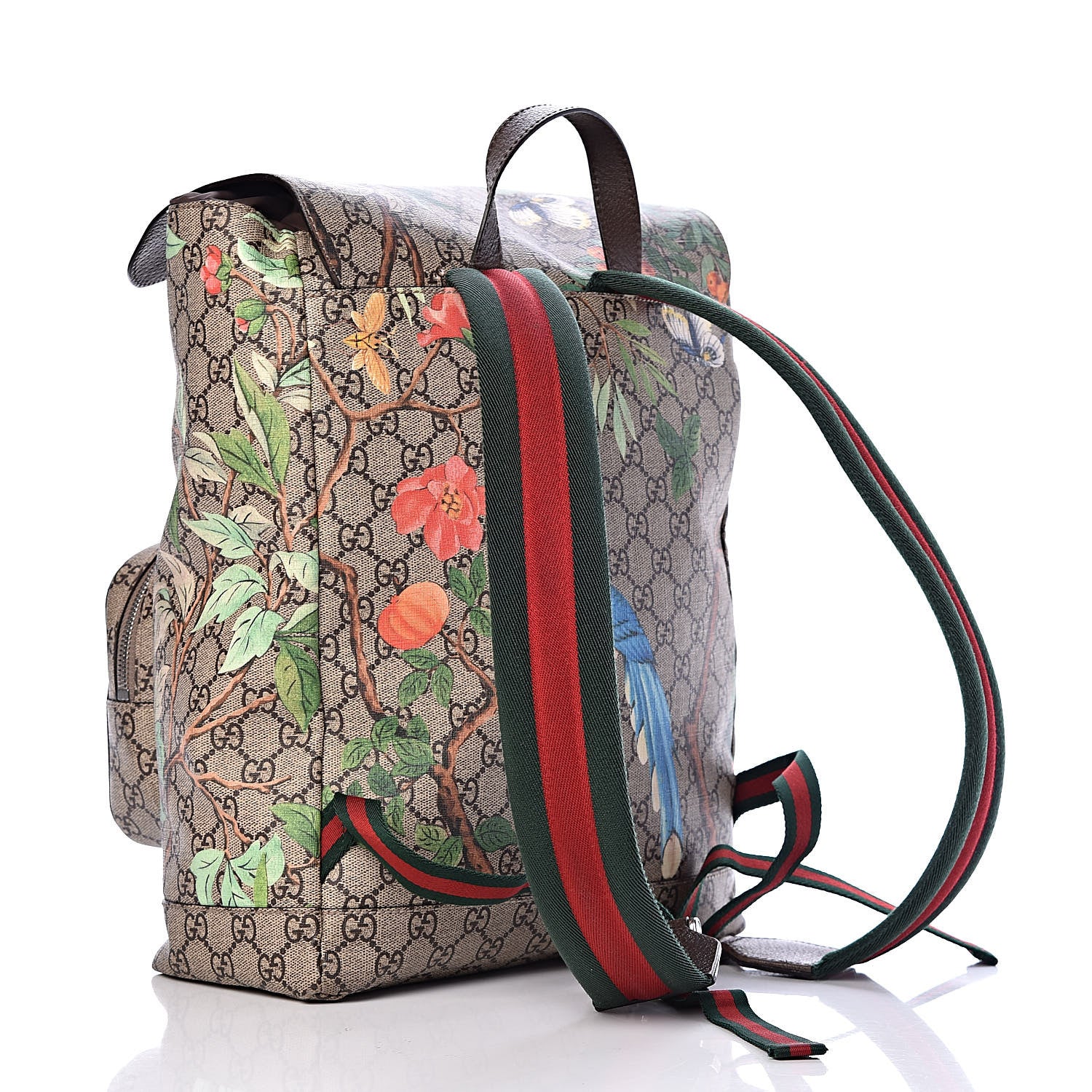 Gucci GG Supreme Monogram Tian Web Single Buckle Backpack Beige Multicolor New Acero 3 of 12