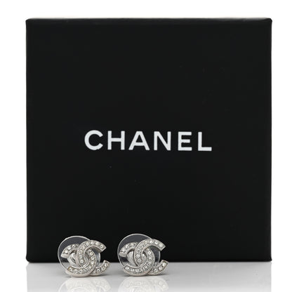 Chanel Crystal Mini Timeless CC Earrings Silver 5 of 5
