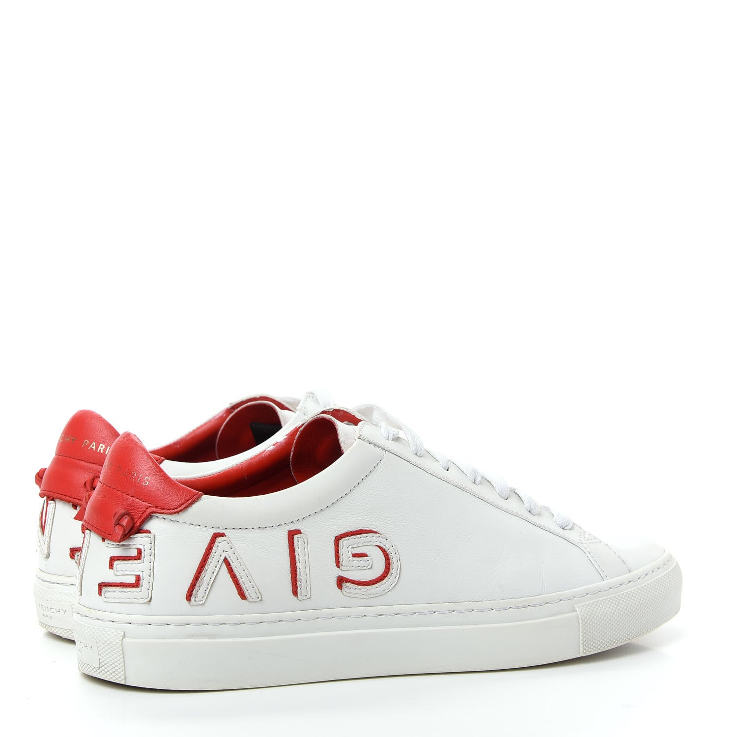 Givenchy Calfskin Reverse Logo Womens Urban Street Sneakers 38.5 White Red 4 of 11