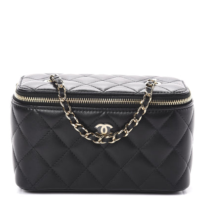 Chanel Lambskin Quilted Small Vanity Case With Chain Black 1 of 9