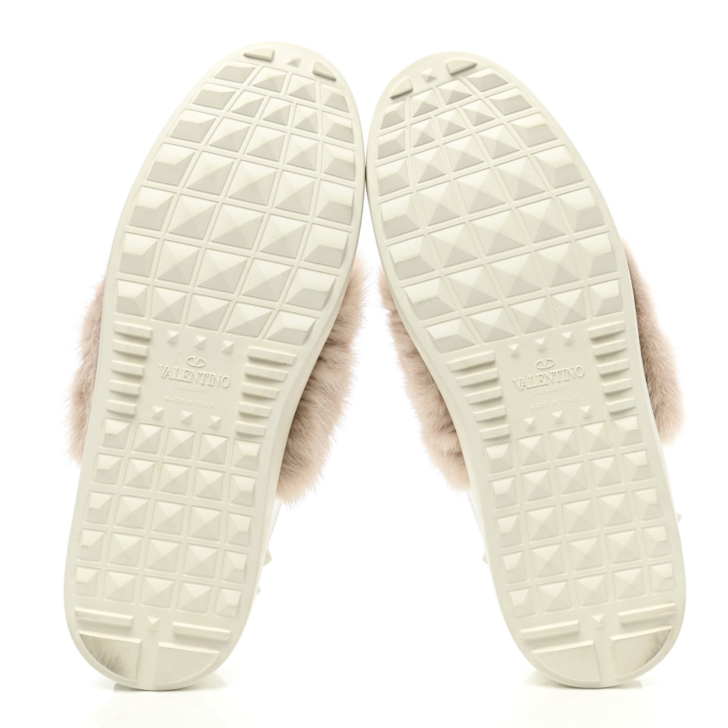 Calfskin Mink Fur Sneakers 38.5 White Rosa