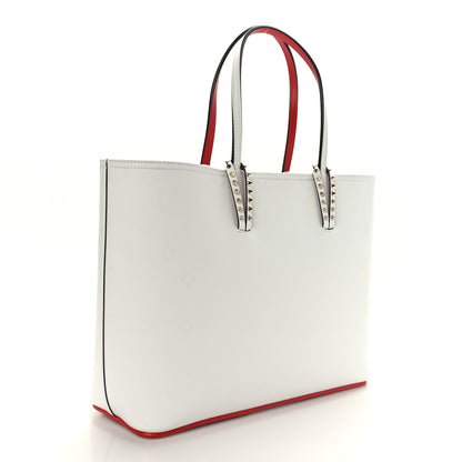 Christian Louboutin Calfskin Spikes Loubintheksy Embossed Small East West Cabata Tote White 4 of 10