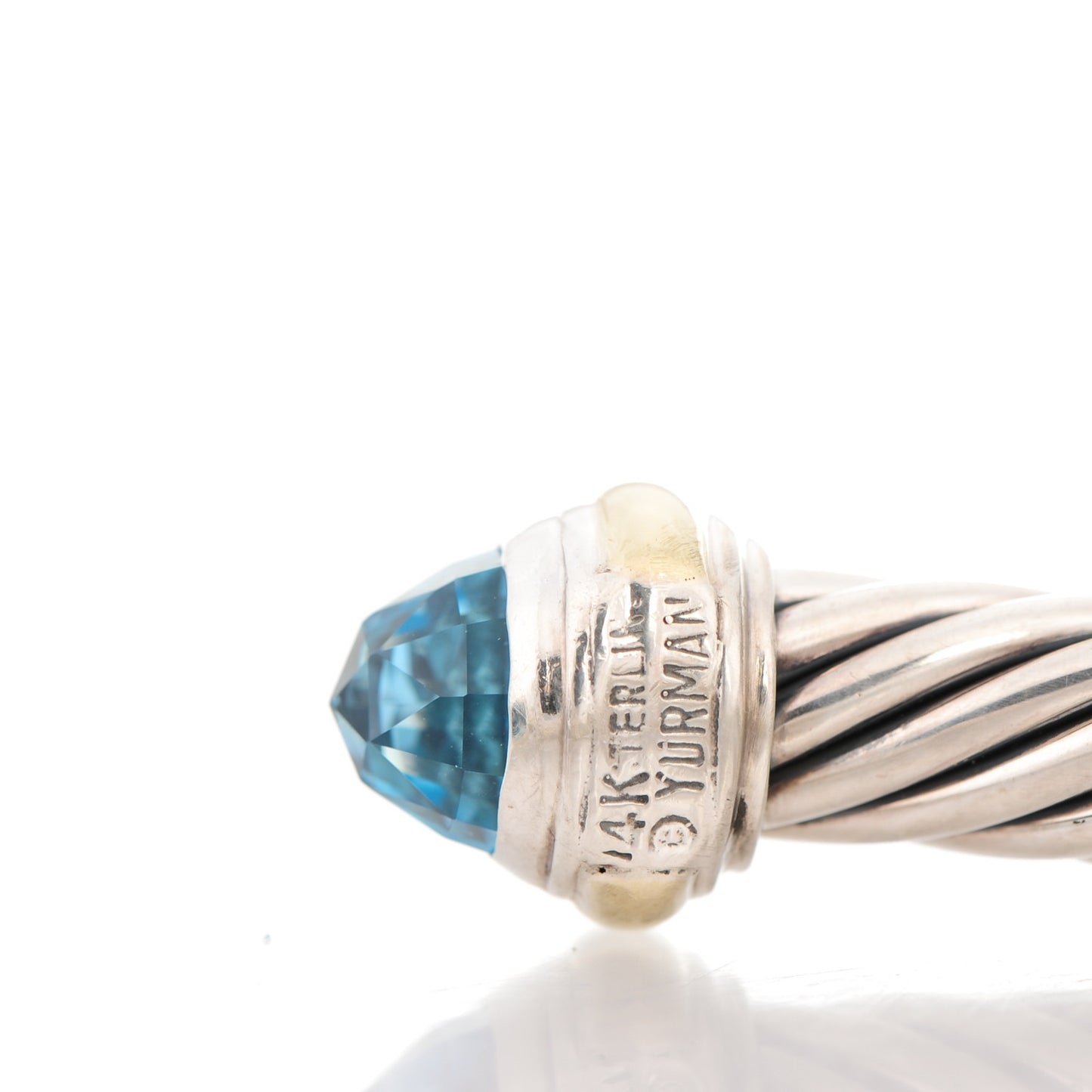 Sterling Silver 14K Yellow Gold Blue Topaz 7mm Cable Classics Bracelet