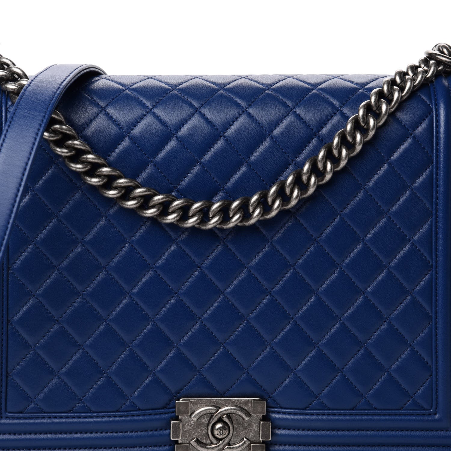 Chanel Lambskin Quilted Large Boy Flap Dark Blue 11 of 12