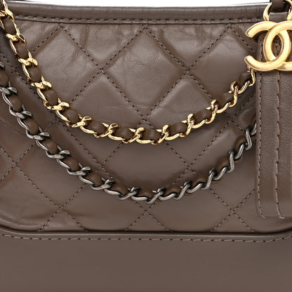 Chanel Aged Calfskin Quilted Small Gabrielle Hobo Grey 8 of 10