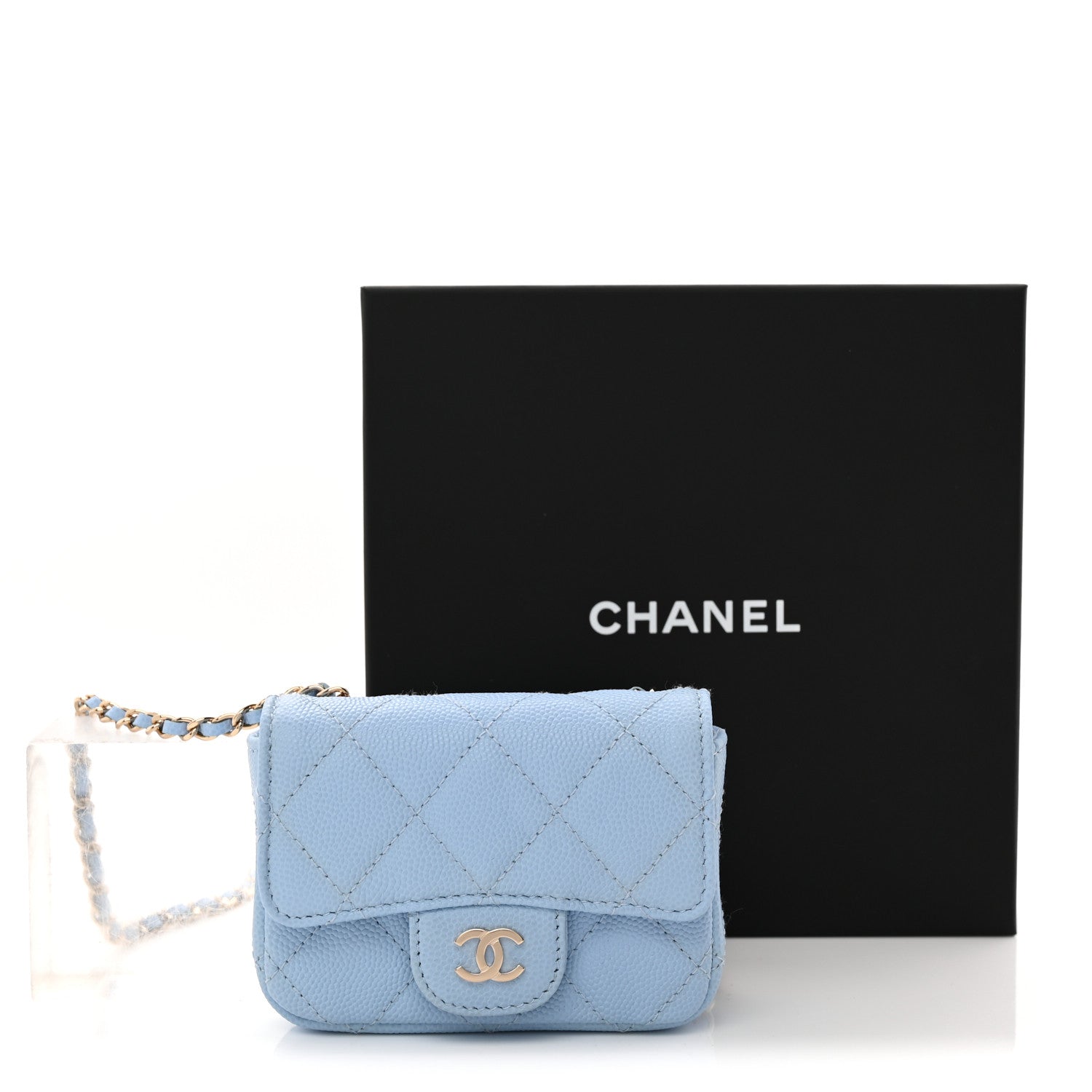 Chanel Caviar Quilted Mini Chain Belt Bag Light Blue 6 of 10