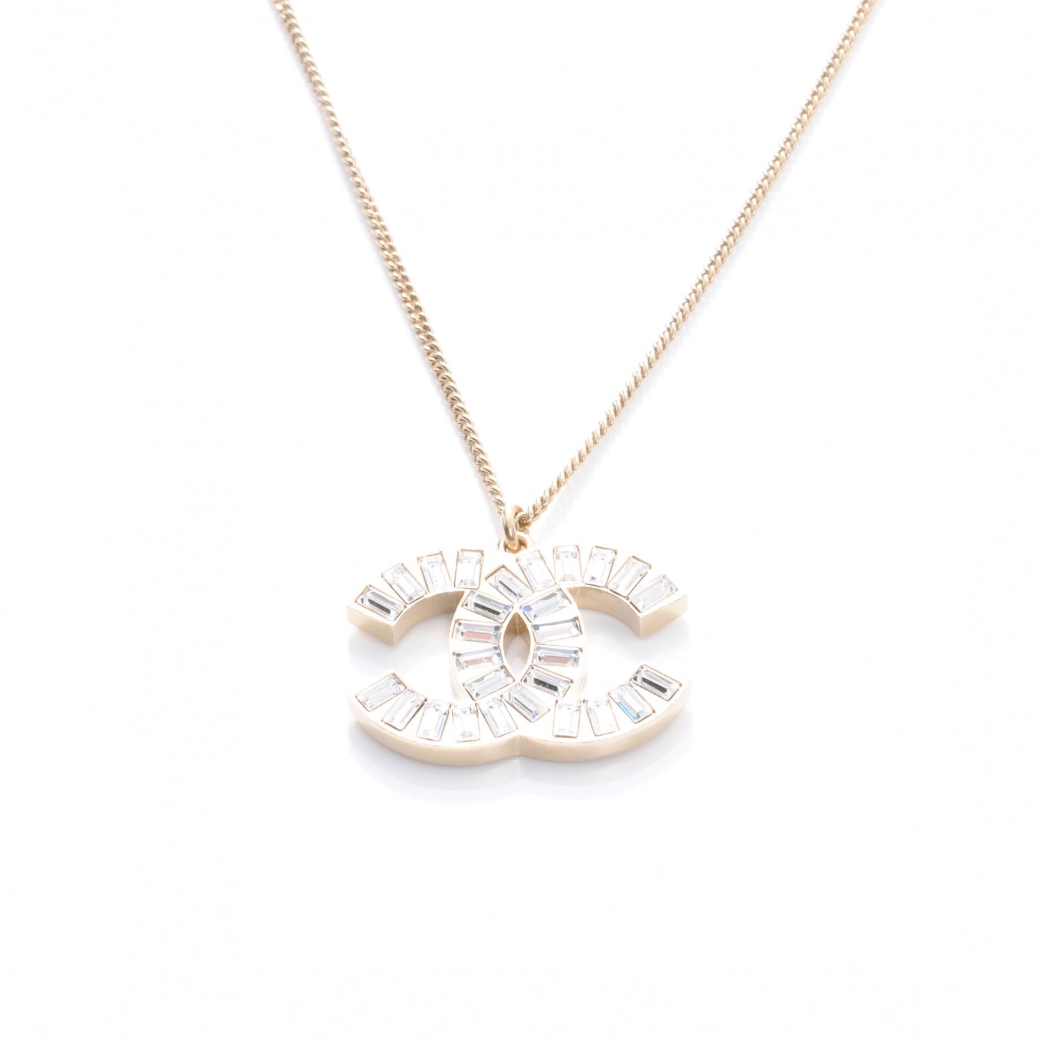 Chanel Crystal Baguette CC Necklace Gold 1 of 5