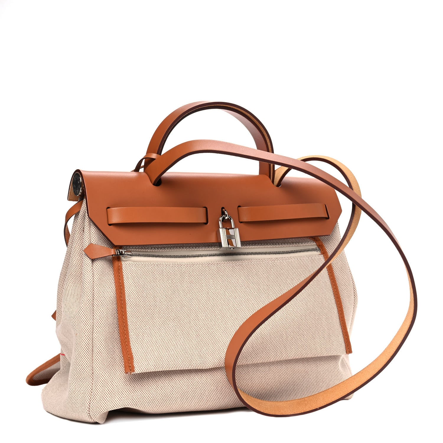 Hermes Vache Hunter Toile Pegase Pop Herbag Zip Retourne 31 PM Capucine Ecru 3 of 5