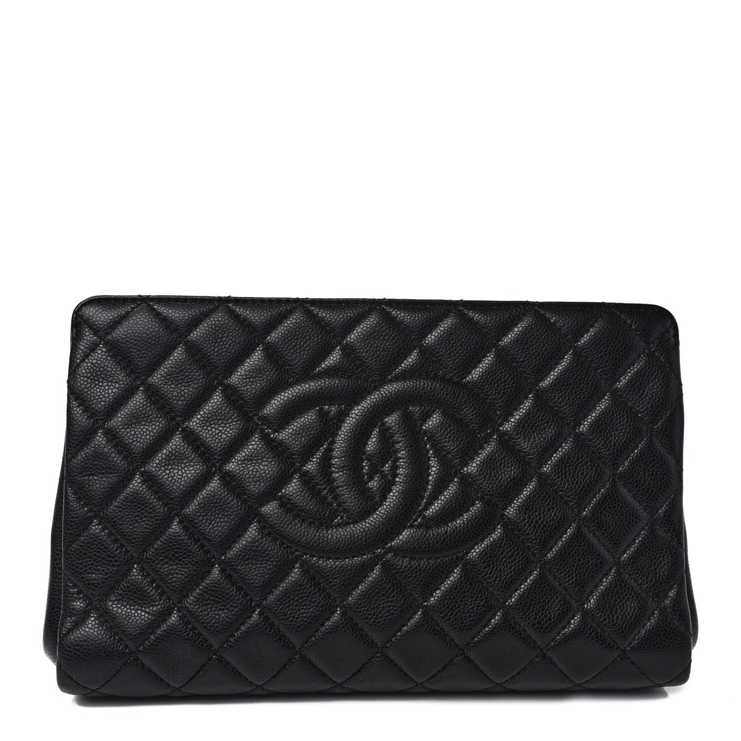 Caviar Quilted CC Large Clutch Black