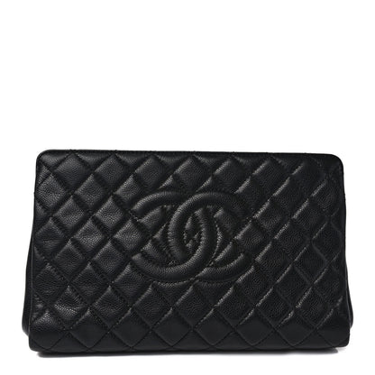 Chanel Caviar Quilted CC Large Clutch Black 1 of 10