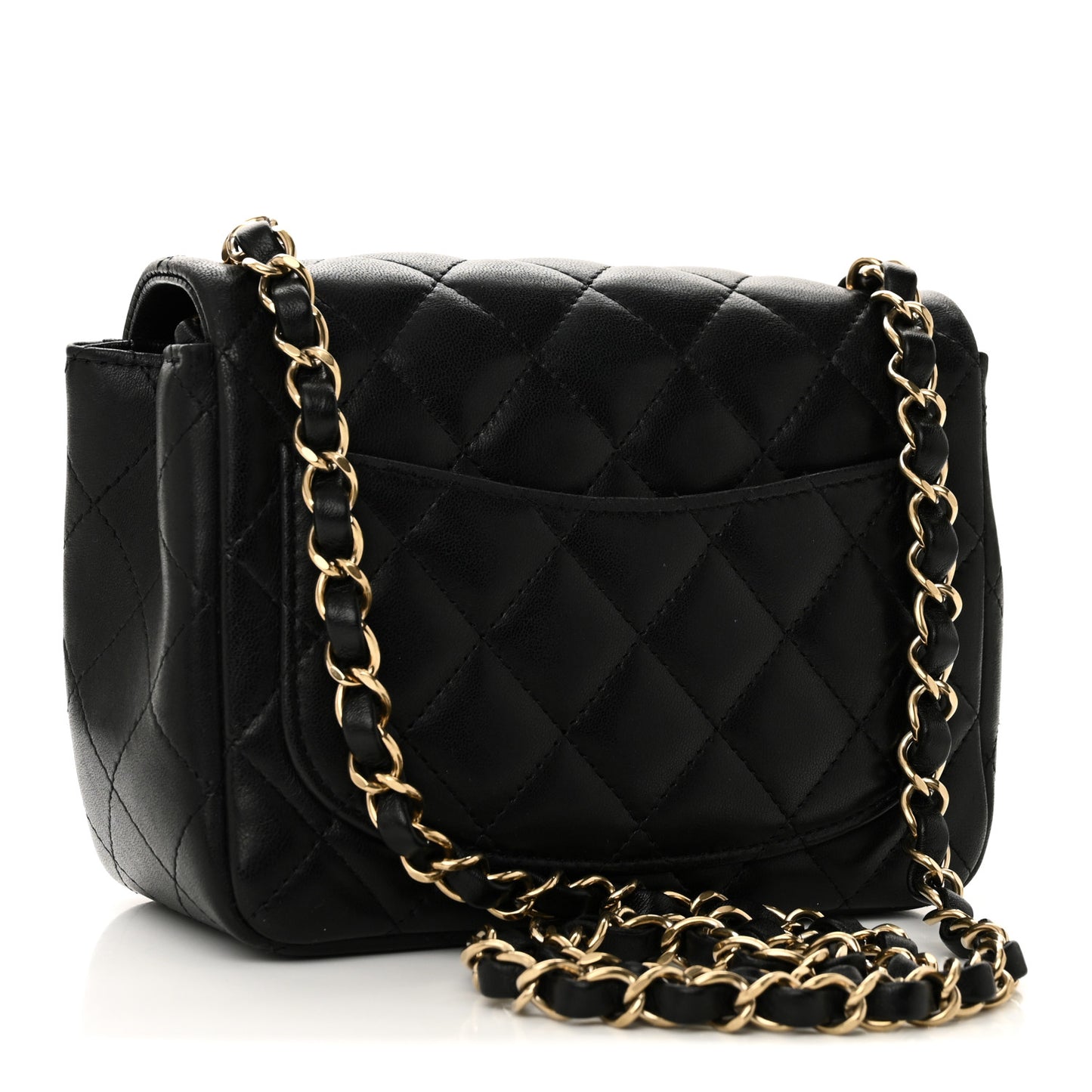 Lambskin Quilted Mini Square Flap Black