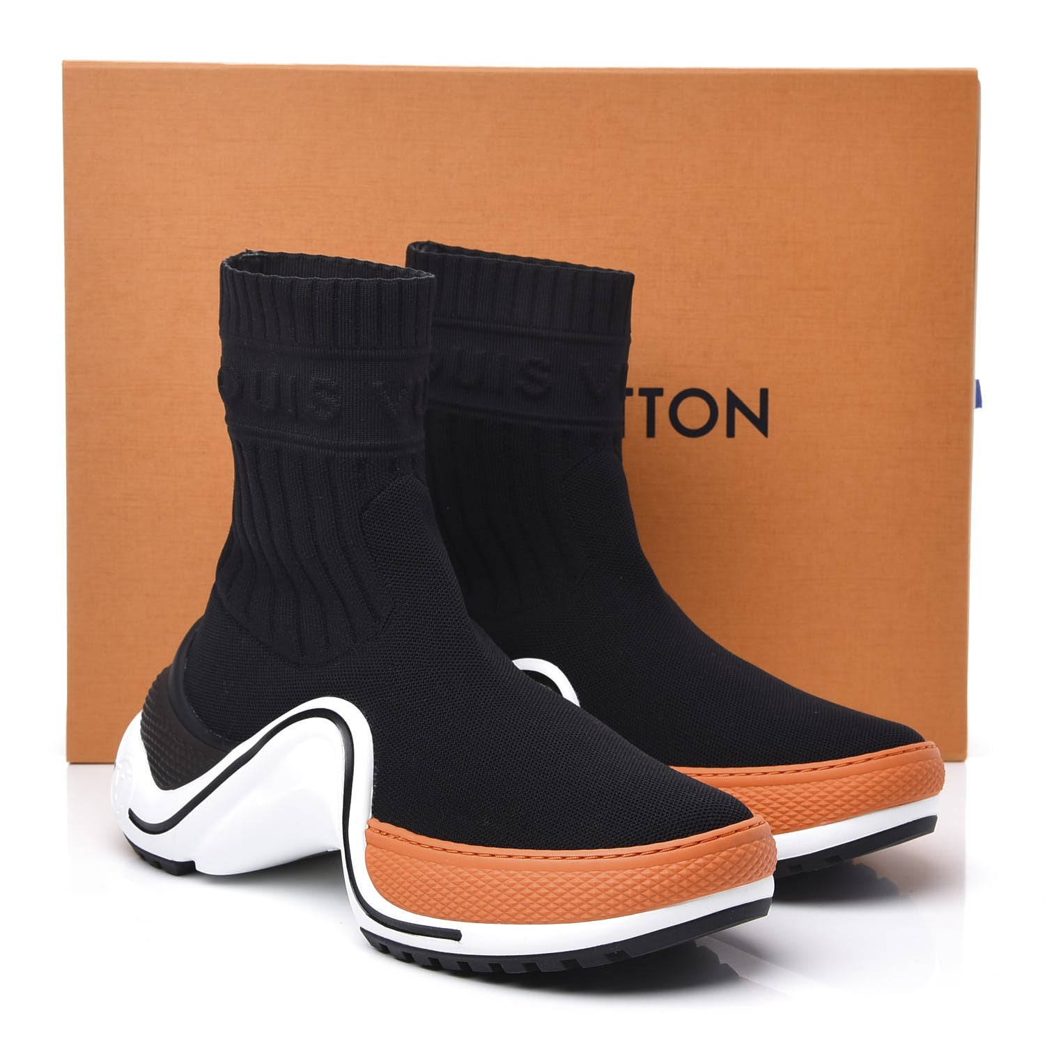 Louis Vuitton Stretch Textile LV Archlight Sneaker Boots 35.5 Black Orange 11 of 11