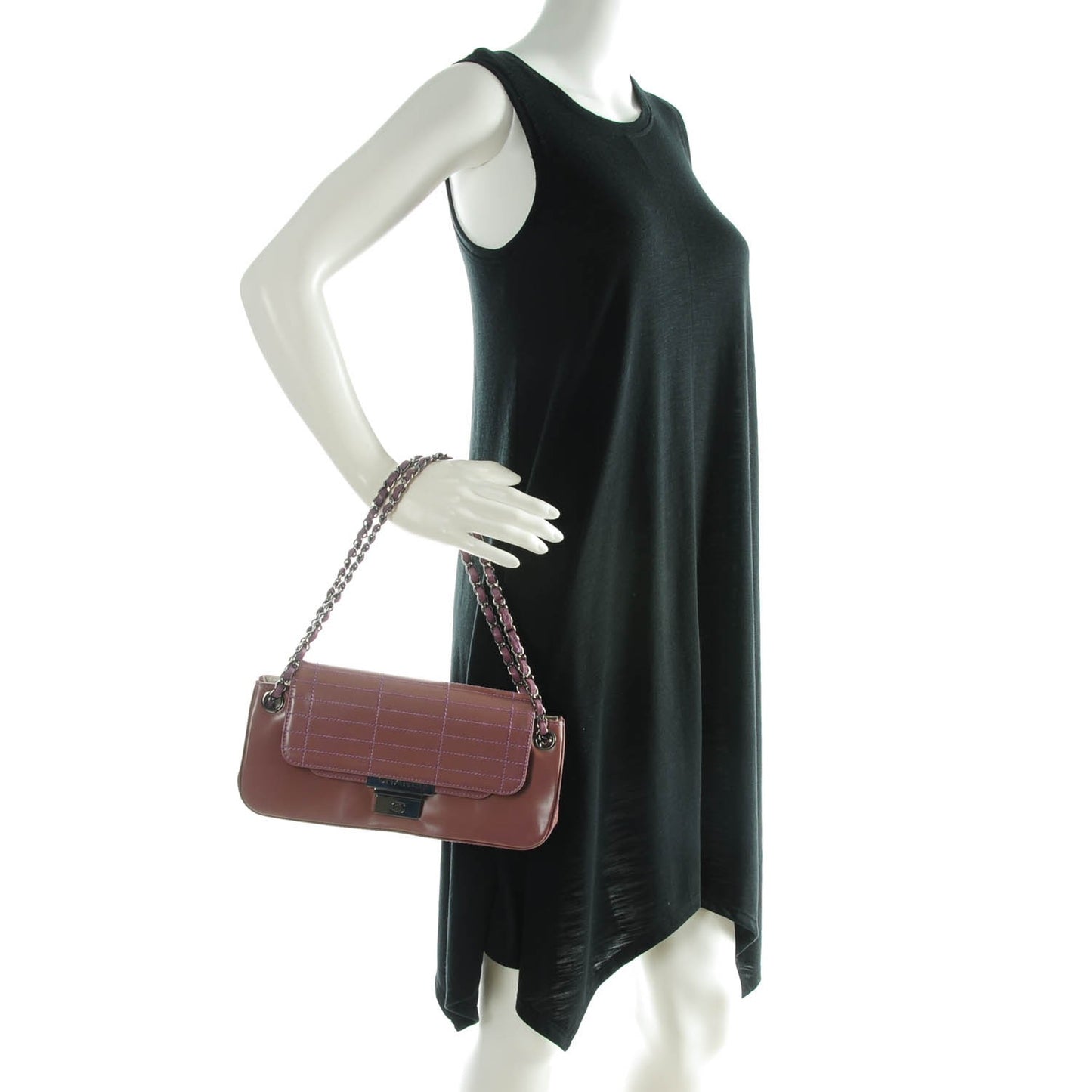 Glazed Calfskin Stitched Accordion Flap Pink