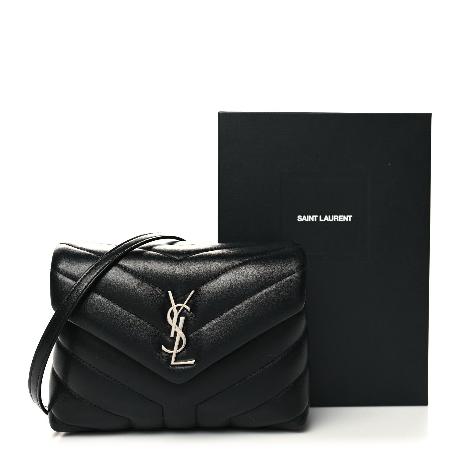 Saint Laurent Calfskin Y Quilted Monogram Toy Loulou Crossbody Bag Black 12 of 12