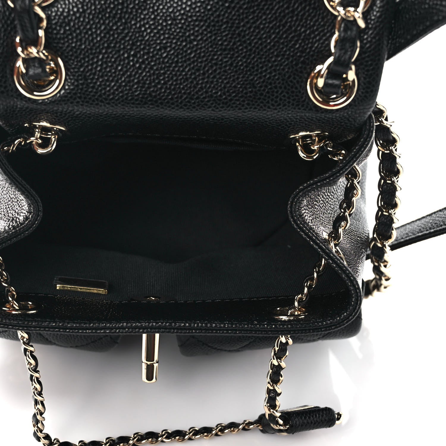 Chanel Shiny Caviar Quilted Small Duma Pockets Drawstring Backpack Black 4 of 9