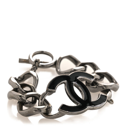 Chanel Metal Enamel CC Chain Bracelet Gunmetal Black 1 of 4