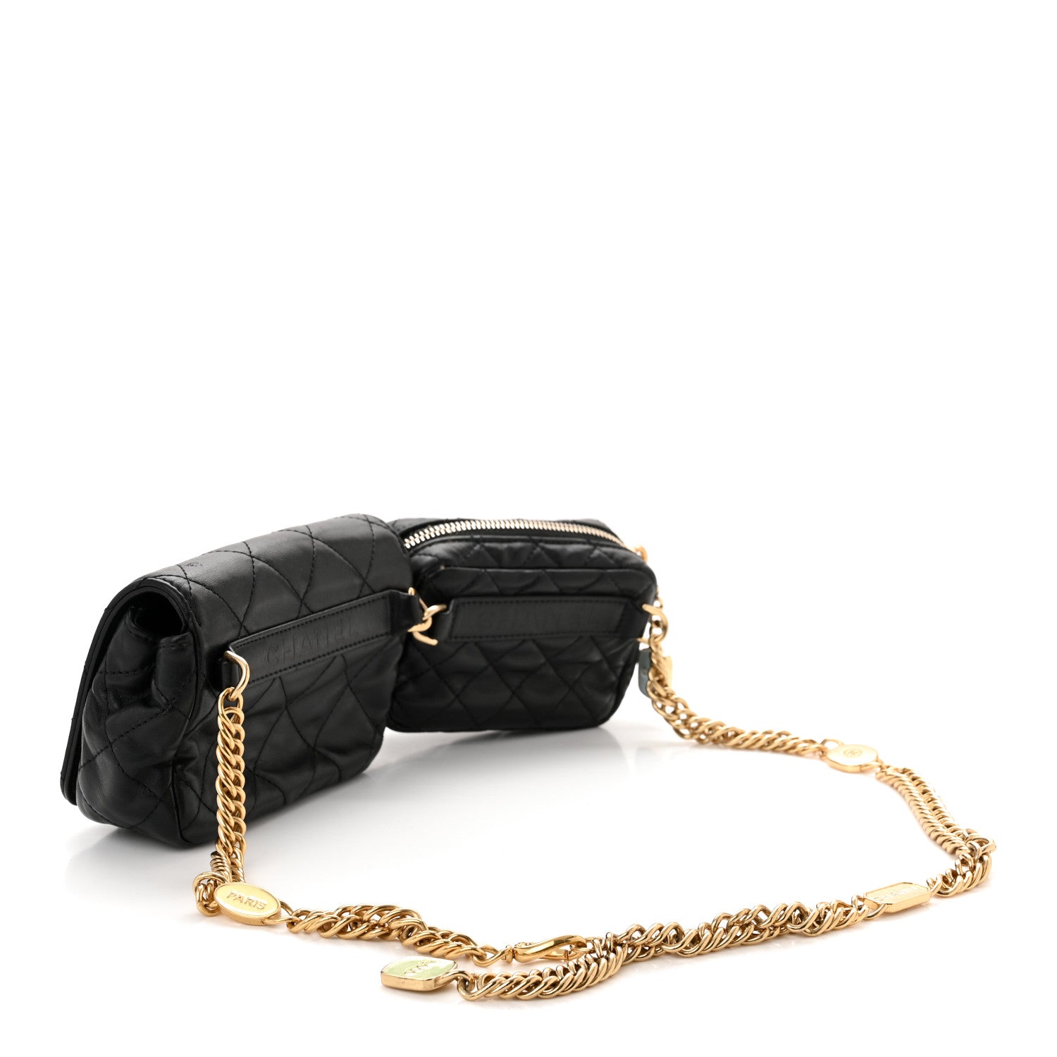 Chanel Lambskin Quilted Enamel CC Waist Bag With Pouch Black 3 of 16