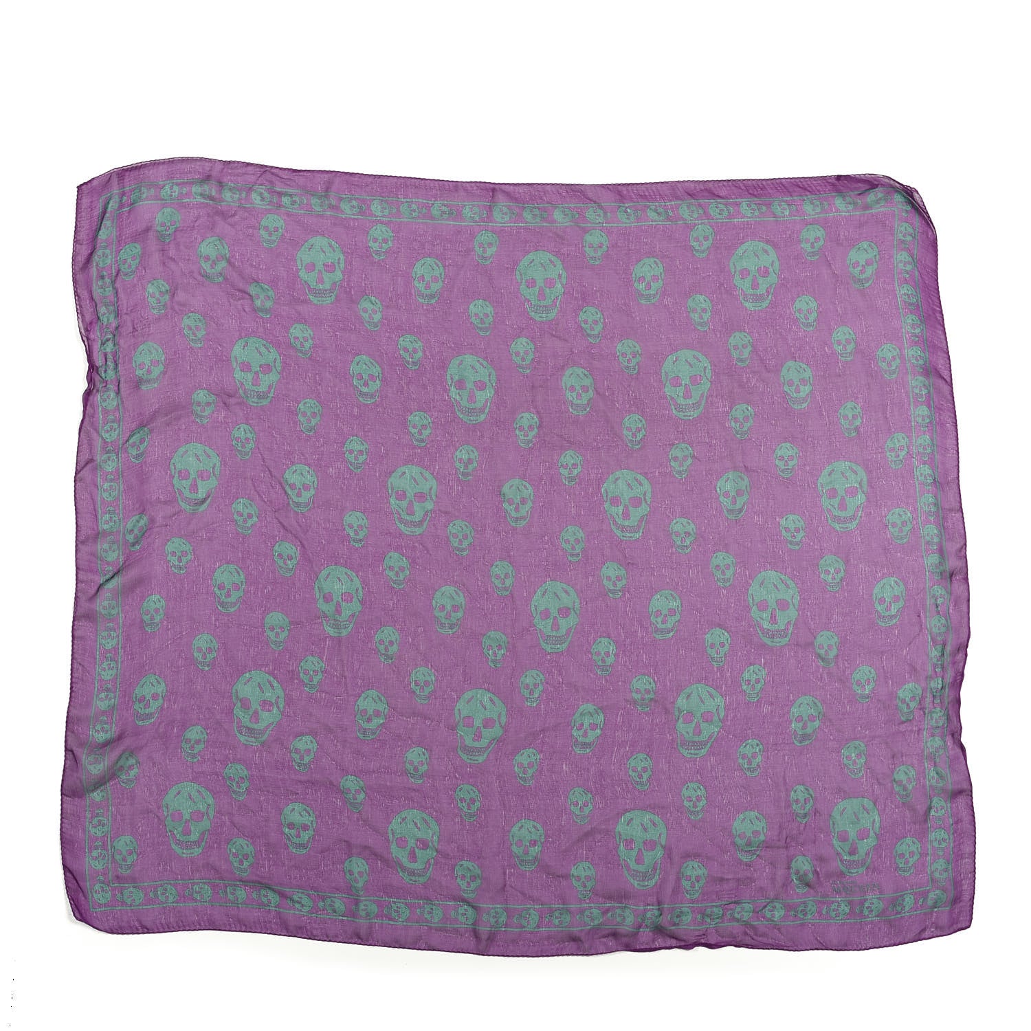 Alexander McQueen Silk Chiffon Skull Scarf Purple Green 1 of 3