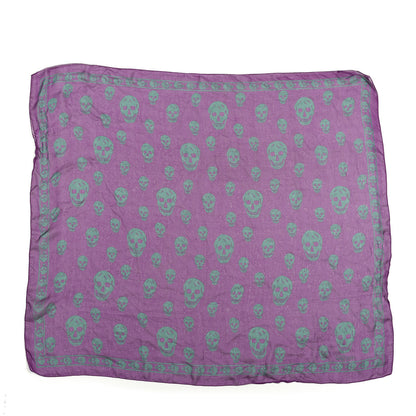 Alexander McQueen Silk Chiffon Skull Scarf Purple Green 1 of 3