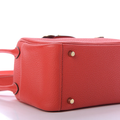Hermes Taurillon Clemence Mini Lindy 20 Rouge De Coeur 6 of 9